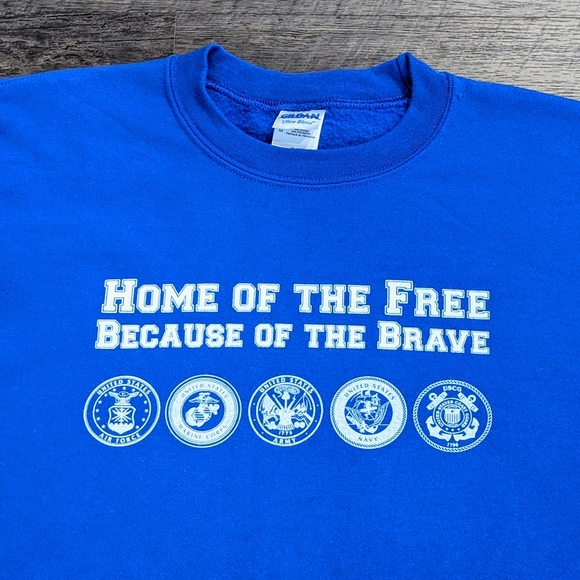 VTG 90s Home Of The Free Because Of The Brave Memorial Day Crewneck Sweatshirt M - Picture 2 of 8